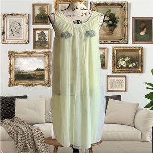 Vintage Mademoiselle Pastel Green Chiffon Baby Doll Nightie